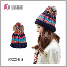 Теплый красивый полосатый смешивания цвета ручной вязки шерсть шляпа мяч (SNZZM011)